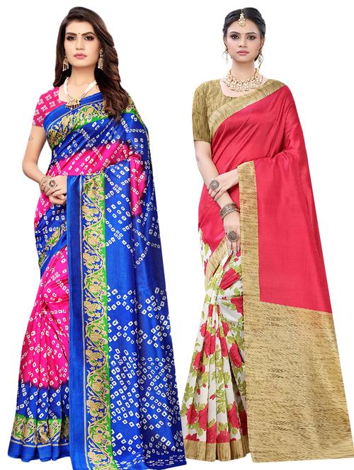 set of 2pcs combos saree with blouse - 17600562 - Very Small Image - 1