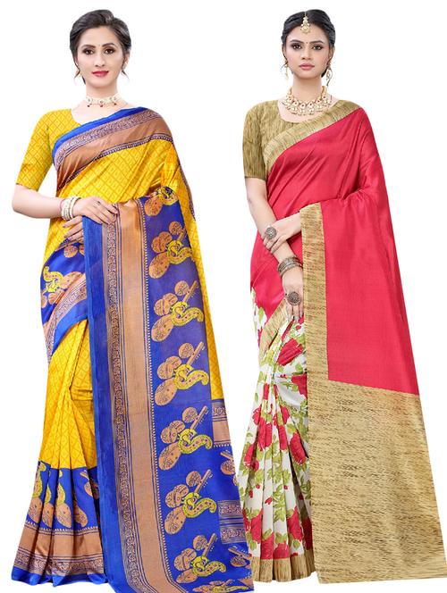 set of 2pcs combos saree with blouse - 17600566 - Very Small Image - 1