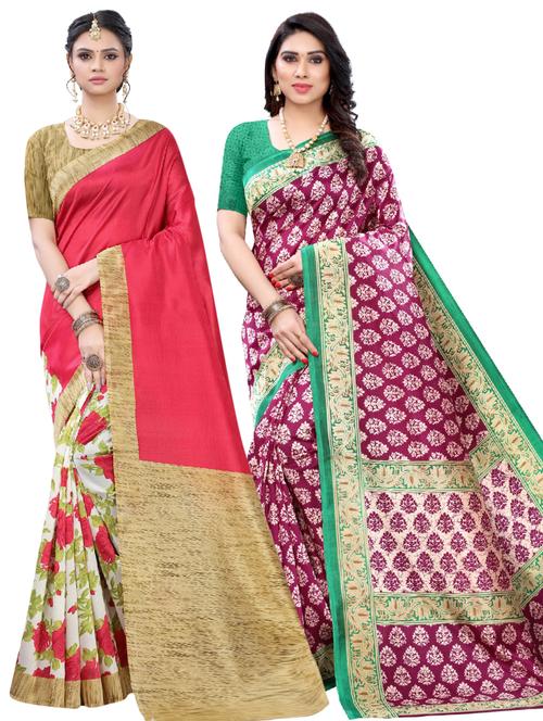 set of 2pcs combos saree with blouse - 17600581 - Very Small Image - 1
