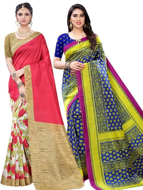 set of 2pcs combos saree with blouse - 17600584 - Very Small Image - 1