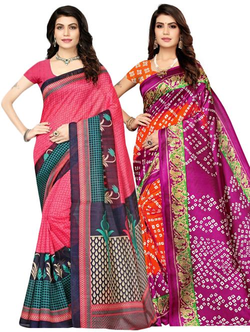 multi colored combos saree - 17600661 - Very Small Image - 1