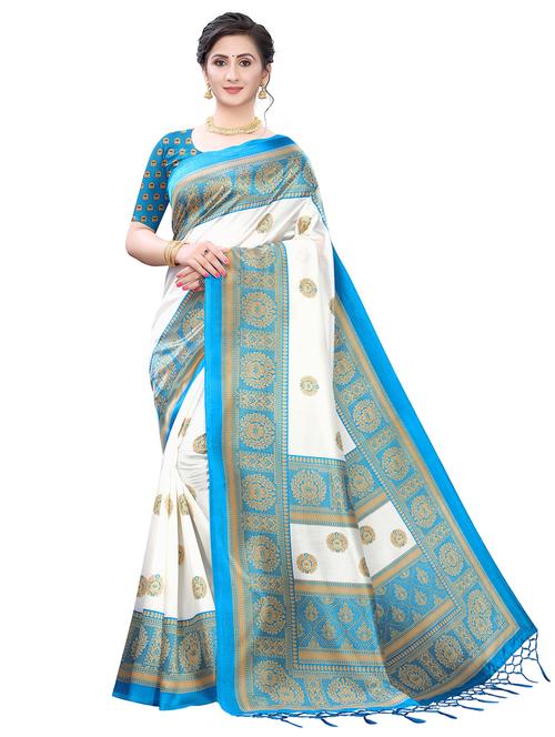 turquoise art silk combos saree with blouse - 17600883 - Very Small Image - 1