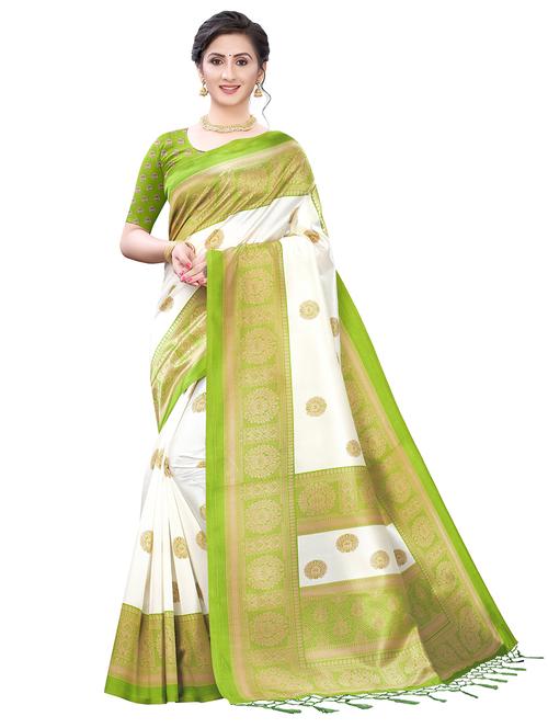 green art silk combos saree with blouse - 17600884 - Very Small Image - 1