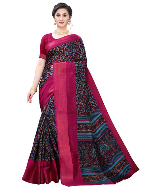 pink linen combos saree with blouse - 17600889 - Very Small Image - 1