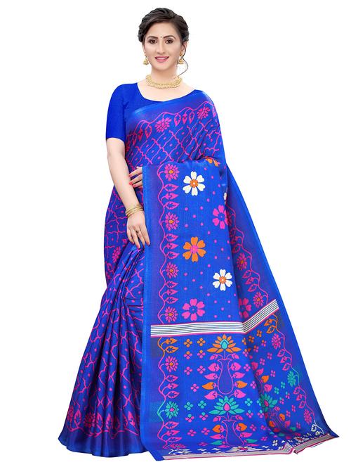floral printed saree with blouse - 17600902 - Very Small Image - 1