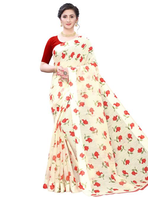 floral printed saree - 17600938 - Very Small Image - 1