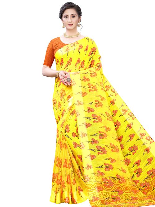 floral printed saree with blouse - 17600944 - Very Small Image - 1