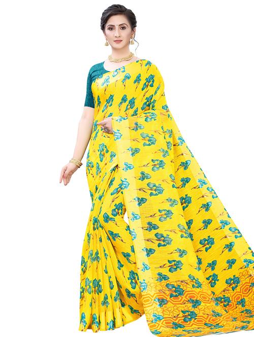 floral printed saree with blouse - 17600945 - Very Small Image - 1