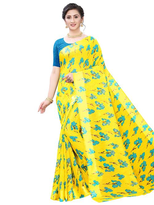 floral printed saree with blouse - 17600947 - Very Small Image - 1