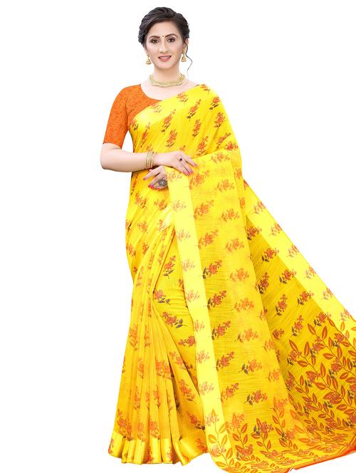 floral printed saree with blouse - 17600950 - Very Small Image - 1