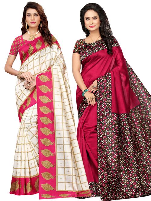 multi colored combos saree with blouse - 17600963 - Very Small Image - 1