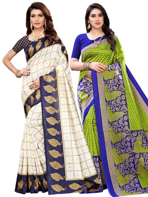 multi colored combos saree - 17600992 - Very Small Image - 1