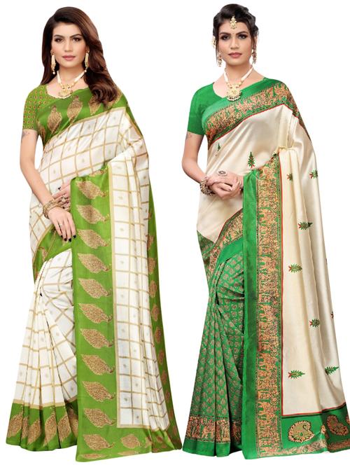 multi colored combos saree with blouse - 17601075 - Very Small Image - 1
