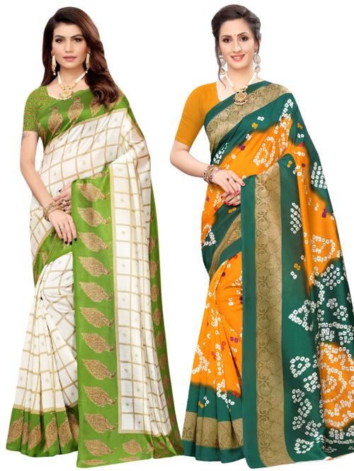 multi-colored combos saree with blouse - 17601080 - Very Small Image - 1