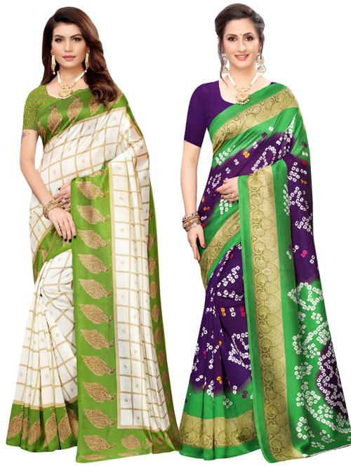 multi colored combos saree with blouse - 17601082 - Very Small Image - 1