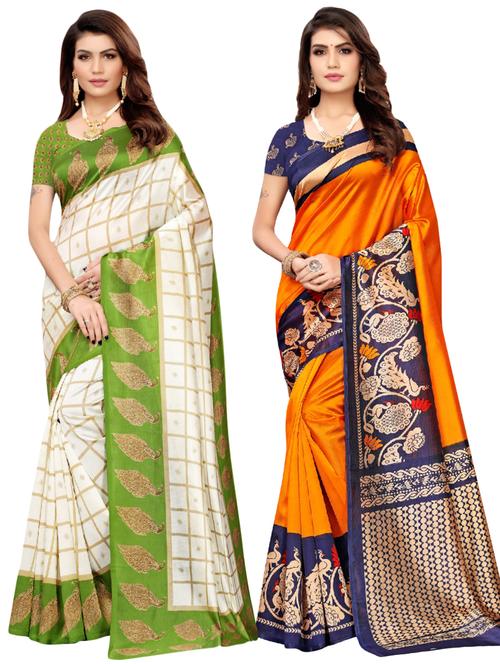 set of 2pcs combos saree with blouse - 17601092 - Very Small Image - 1