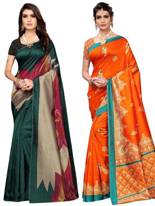 set of 2pcs combos saree with blouse - 17601104 - Very Small Image - 1