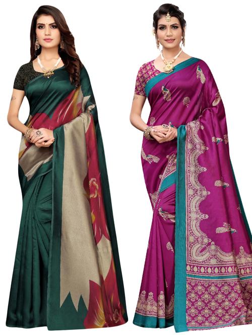 set of 2pcs combos saree with blouse - 17601108 - Very Small Image - 1