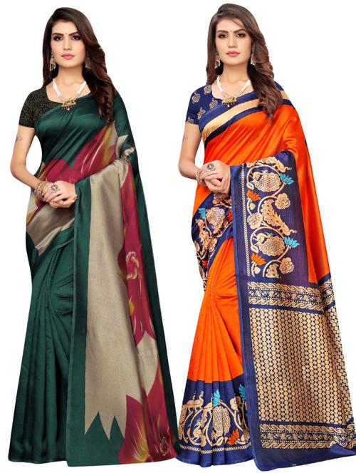 set of 2pcs combos saree with blouse - 17601119 - Very Small Image - 1