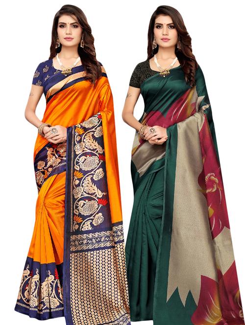 set of 2pcs combos saree with blouse - 17601121 - Very Small Image - 1