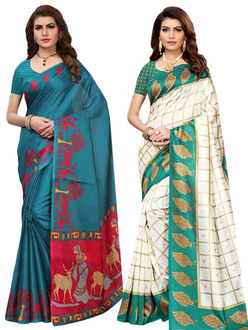 set of 2pcs combos saree with blouse - 17601148 - Very Small Image - 1