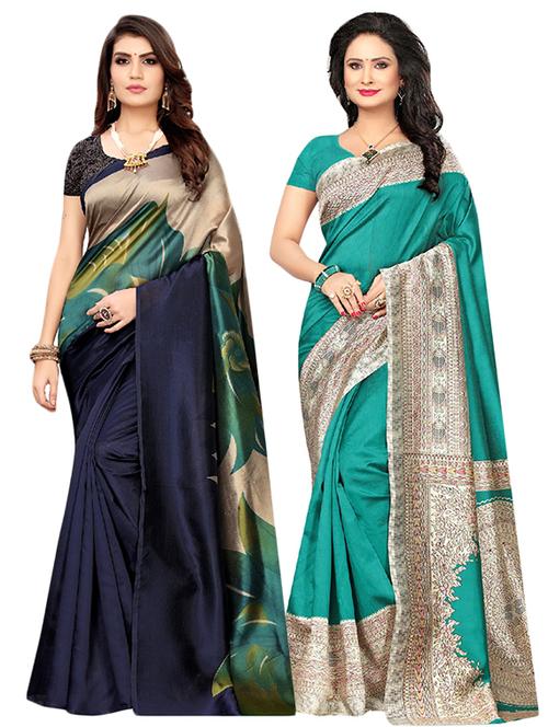 set of 2pcs combos saree with blouse - 17601158 - Very Small Image - 1