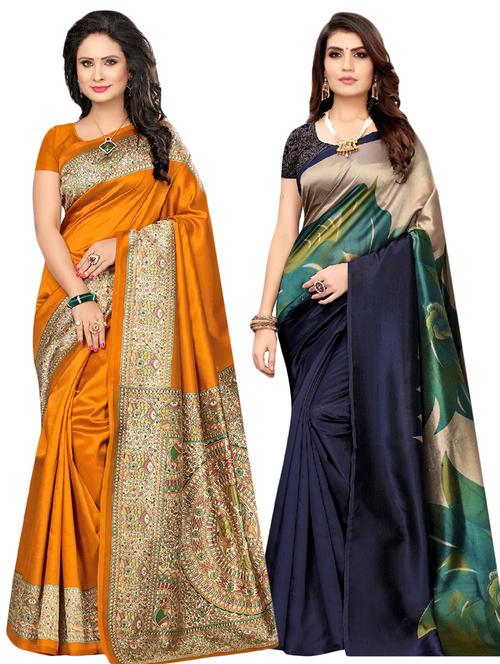 set of 2pcs combos saree with blouse - 17601160 - Very Small Image - 1