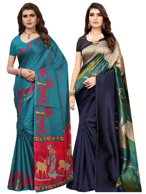 set of 2pcs combos saree with blouse - 17601172 - Very Small Image - 1