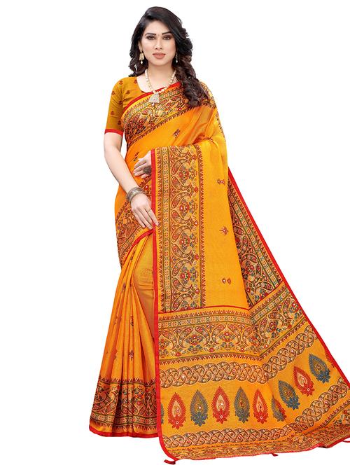 paisley printed saree with blouse - 17601185 - Very Small Image - 1