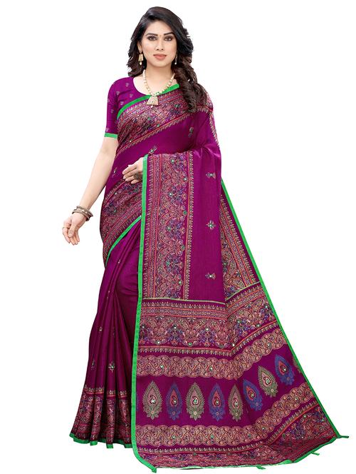 paisley printed saree with blouse - 17601186 - Very Small Image - 1