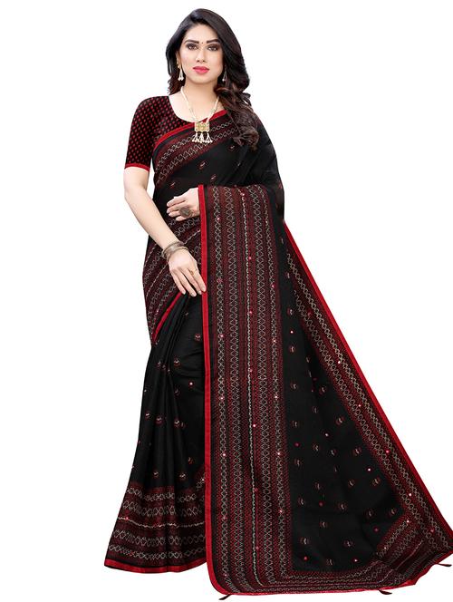 mirror work printed saree - 17601202 - Very Small Image - 1
