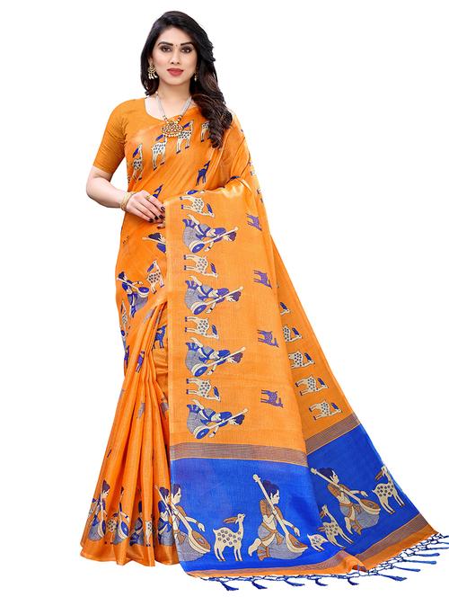 conversational printed saree with blouse - 17601208 - Very Small Image - 1