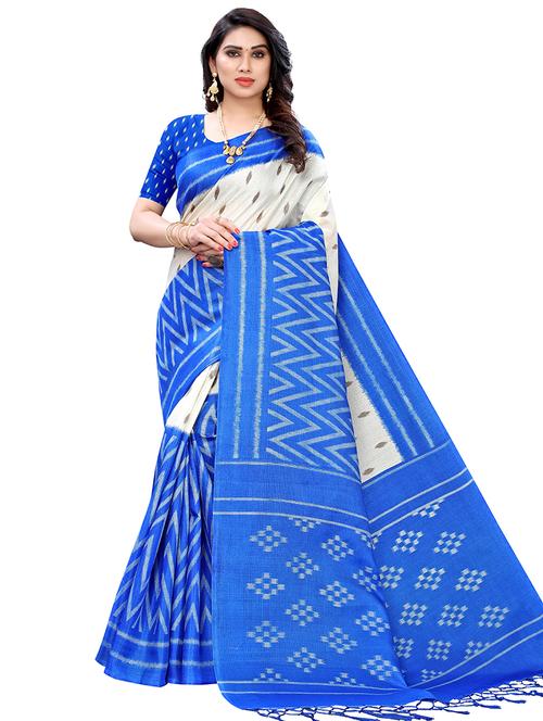 ikat printed saree with blouse - 17601216 - Very Small Image - 1