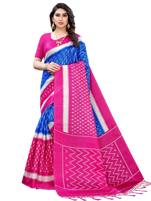 chevron printed saree with blouse - 17601219 - Very Small Image - 1