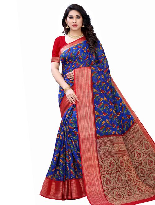 conversational printed saree with blouse - 17601262 - Very Small Image - 1