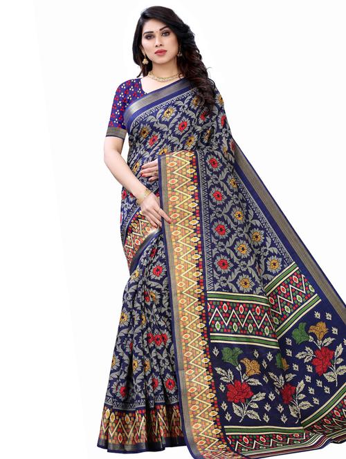 floral printed saree with blouse - 17601268 - Very Small Image - 1