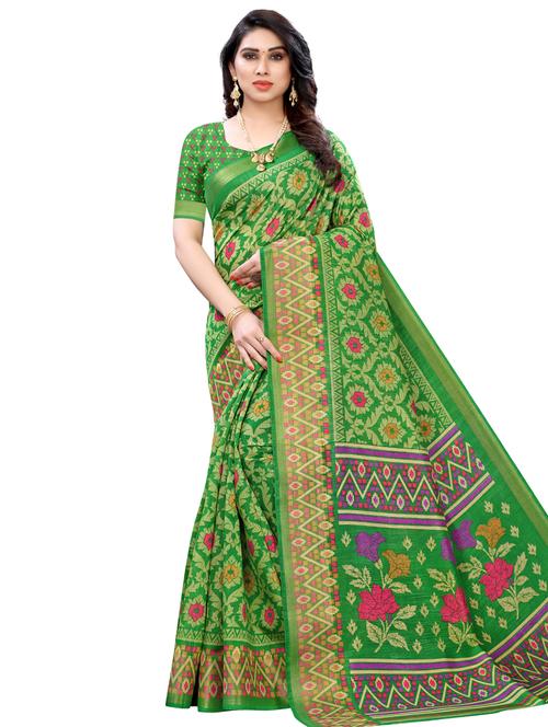 floral printed saree with blouse - 17601282 - Very Small Image - 1