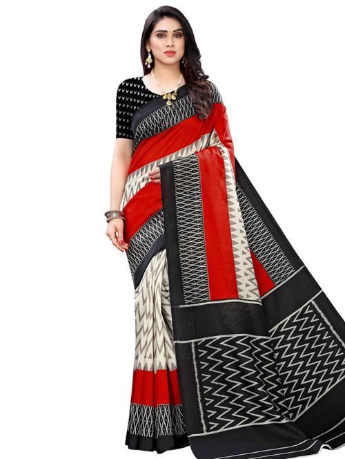 chevron printed saree with blouse - 17601284 - Very Small Image - 1