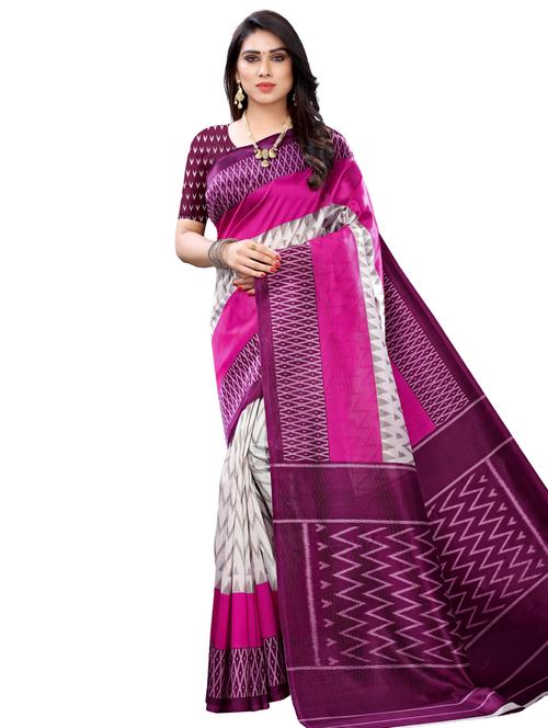 chevron printed saree with blouse - 17601287 - Very Small Image - 1