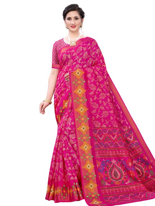 floral printed saree with blouse - 17601293 - Very Small Image - 1