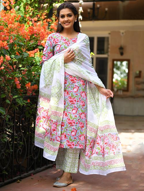 grey cotton suit set - 17601498 - Very Small Image - 1
