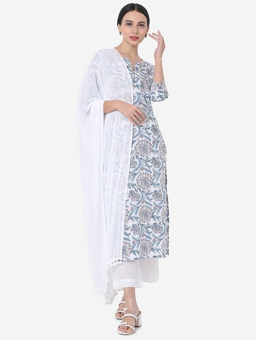 floral printed kurta pant set with dupatta - 17601615 - Very Small Image - 1