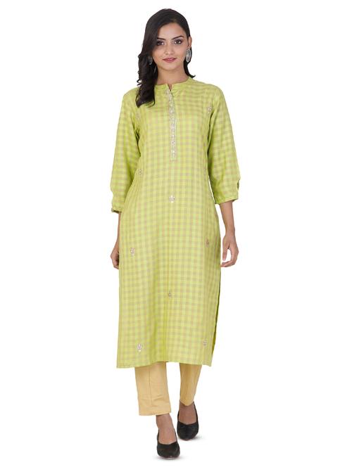 checkered straight kurta - 17602583 - Very Small Image - 1