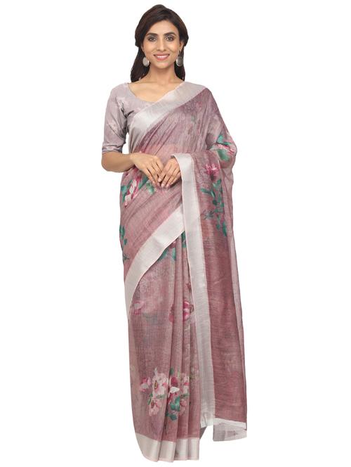 floral printed saree with blouse - 17602676 - Very Small Image - 1