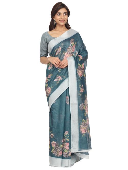 floral printed saree with blouse - 17602677 - Very Small Image - 1