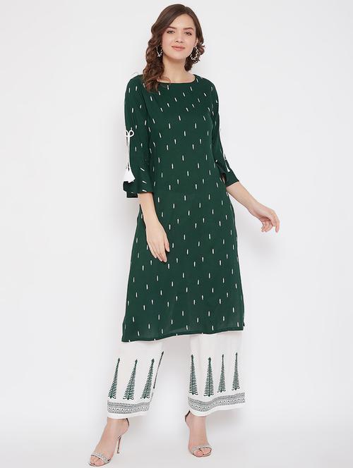 printed kurta palazzo set - 17602992 - Very Small Image - 1