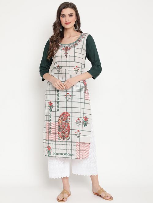 floral straight kurta - 17603003 - Very Small Image - 1