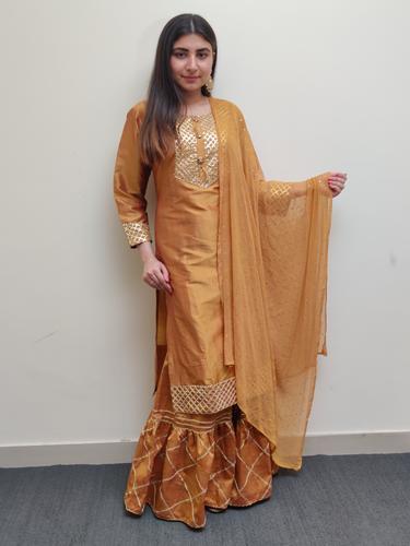 yellow silk sharara suit set - 17603239 - Very Small Image - 1