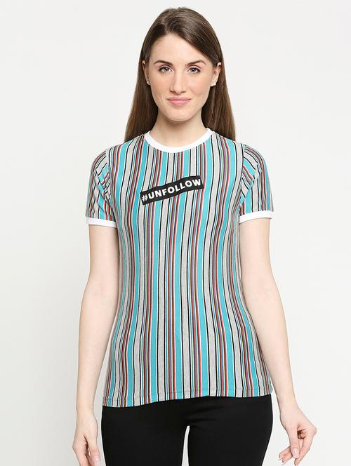 women's striped crew neck t-shirt - 17603346 - Very Small Image - 1