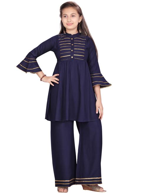 navy blue cotton suit set - 17603360 - Very Small Image - 1